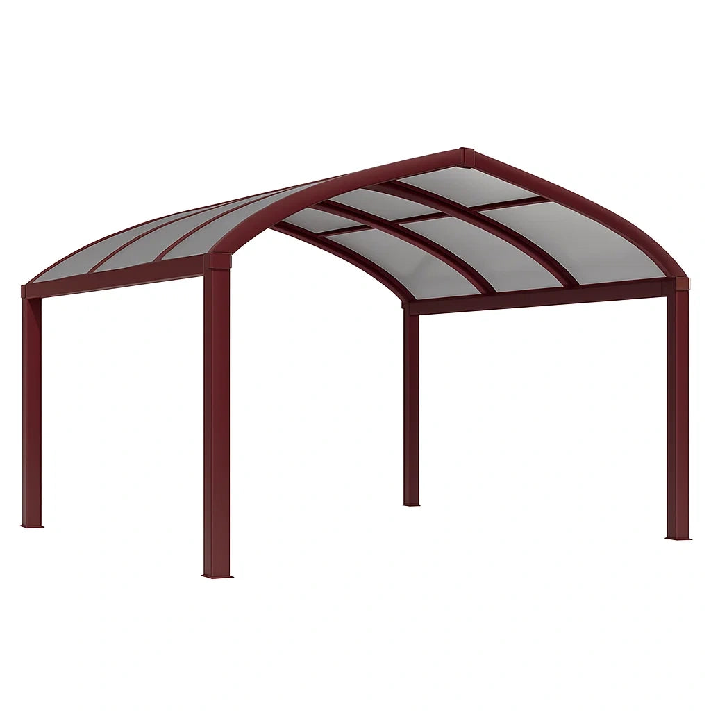 Carport aus Aluminium mit Polycarbonatplatten 500x300cm Dunkelrot