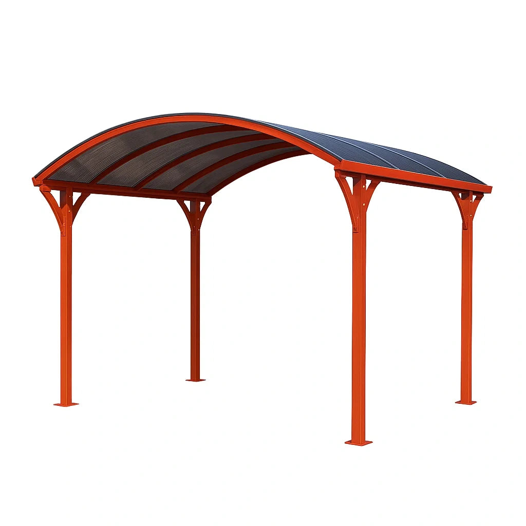 Stahl und Polycarbonat Überdachung Orange 3x4m