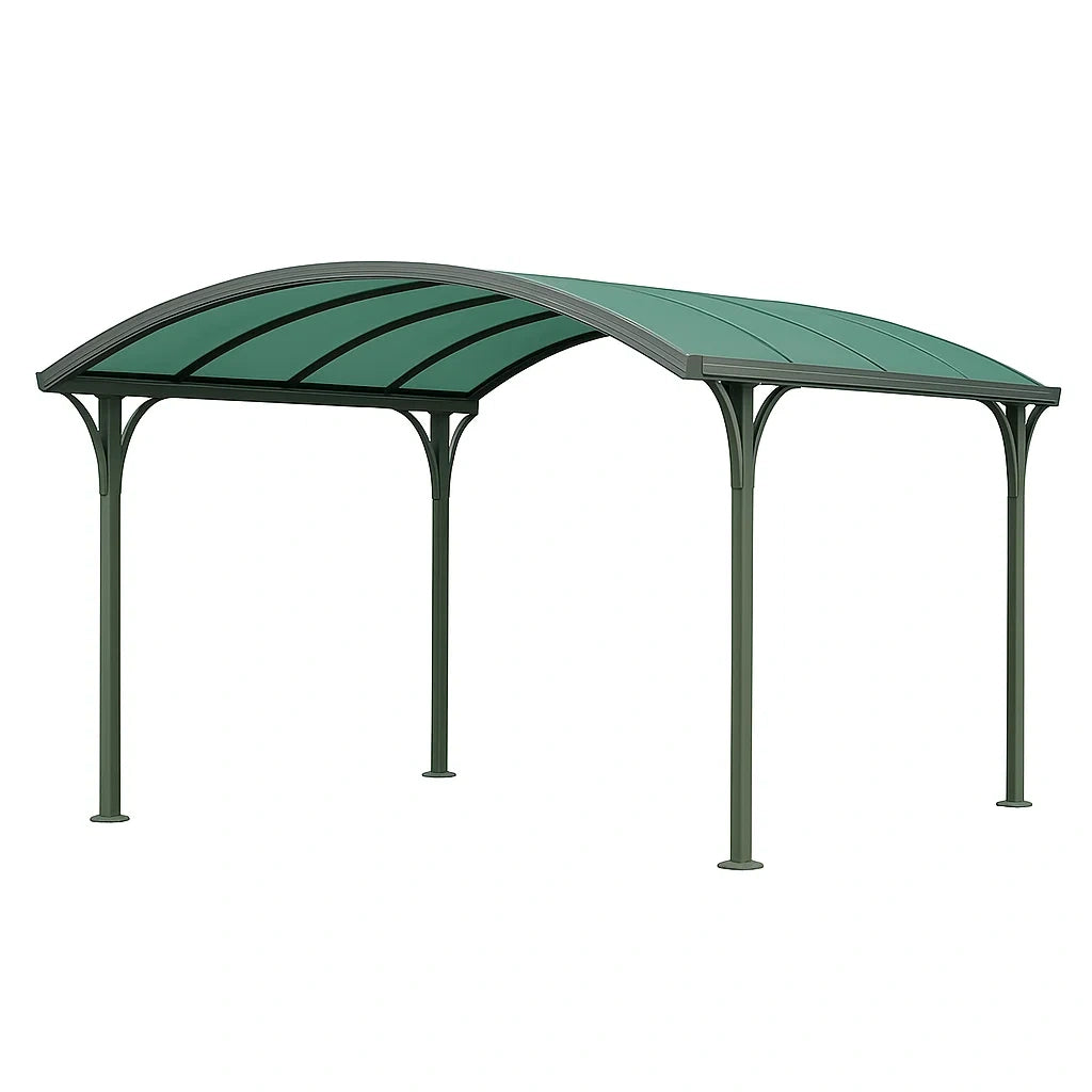Aluminium Carport mit dunkelgrünem Polycarbonat Dach 500x300x200 cm