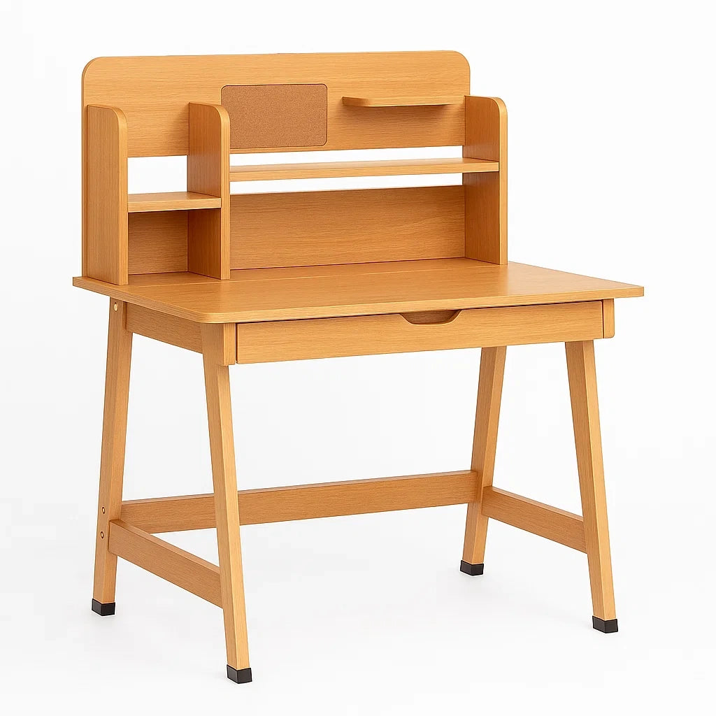 Schreibtisch aus Holz mit Regalaufsatz Buche 100x60x120cm