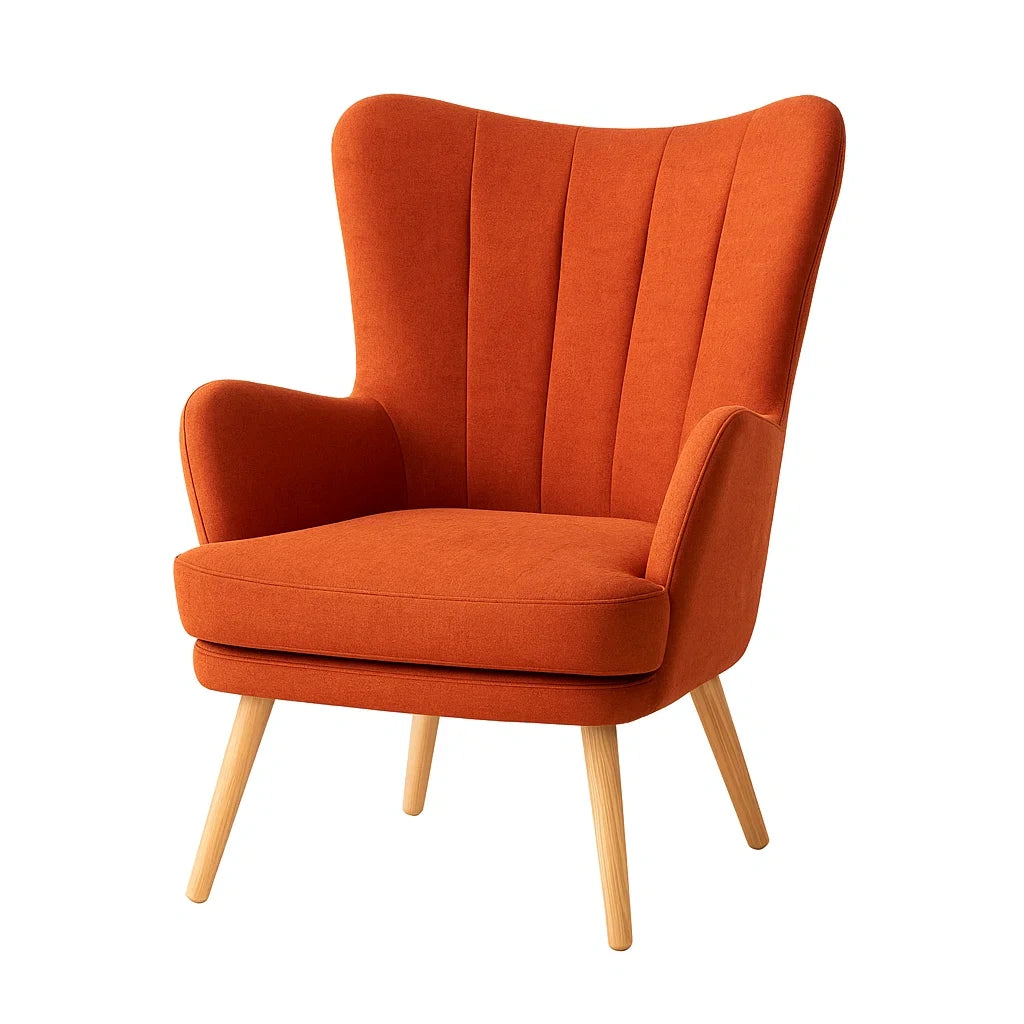 Sessel Orange Stoff Massivholz 80x75x95cm