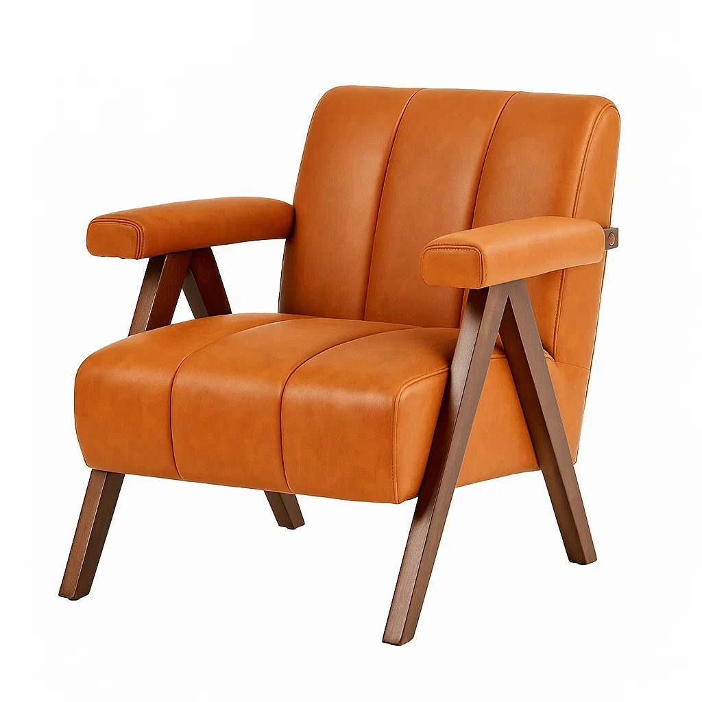 Sessel PU-Leder Massivholz Cognac 78cm Höhe