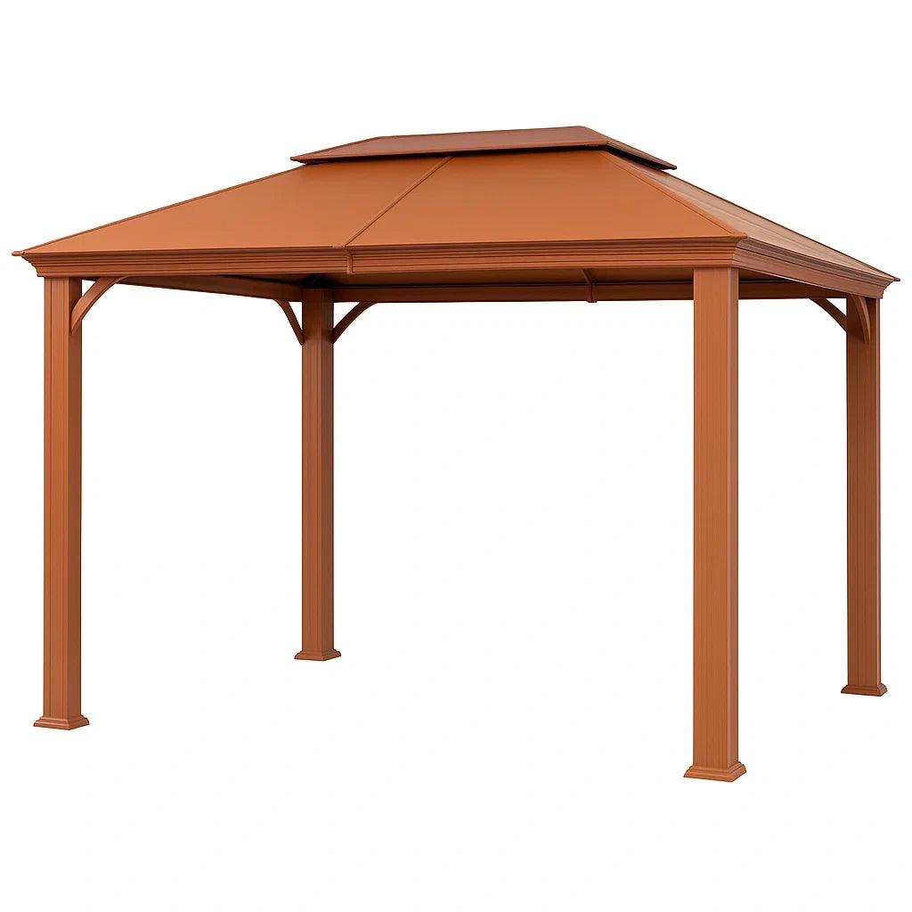 Pavillon mit Aluminiumrahmen und Stahlblechdach Braun 3x4m