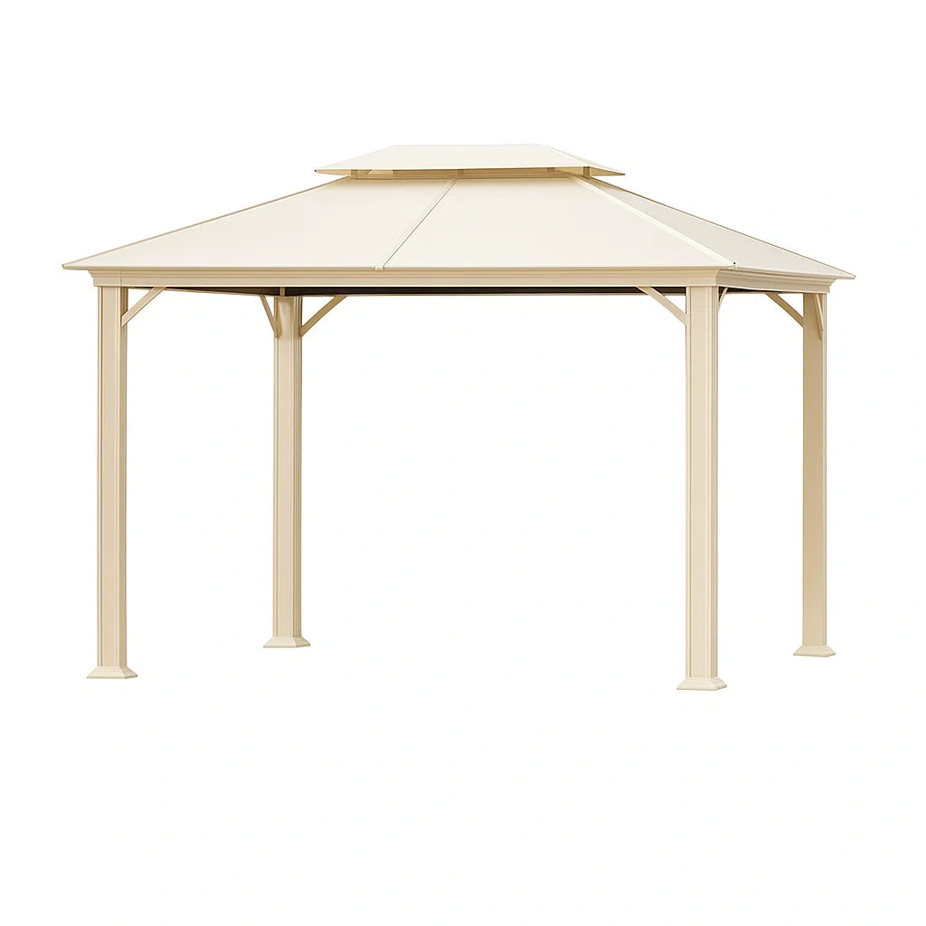 Metall Pavillon Doppelstufig Beige 300cm x 400cm