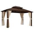 Aluminium-Pavillon mit Polyester-Vorhängen, Braun, 400x300 cm