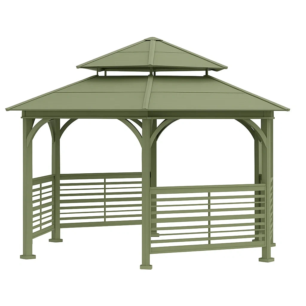 Pavillon Metallrahmen Grün 300 cm x 300 cm x 255 cm