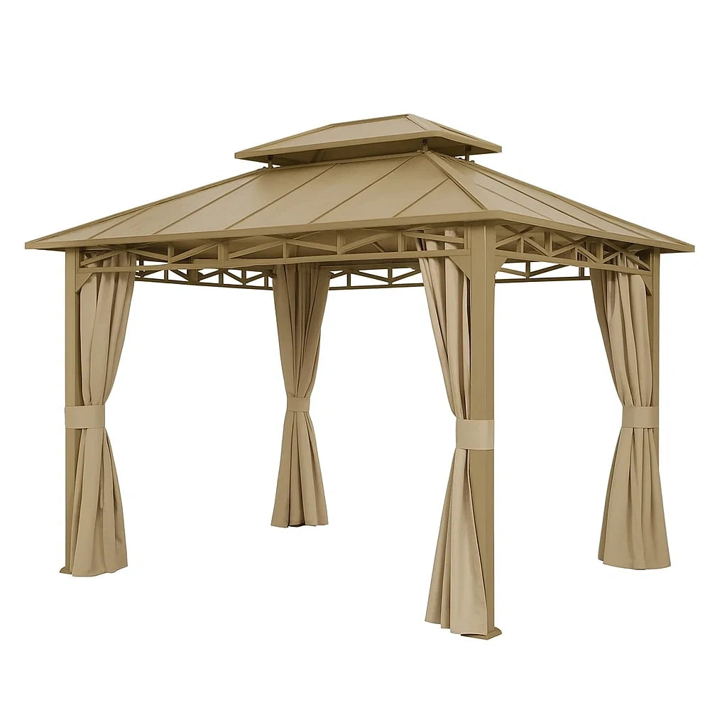 Aluminium Pavillon 3x3m Beige mit Vorhängen