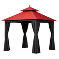 Metall Pavillon mit Polyester Dach Rot/Schwarz 300x300x260 cm