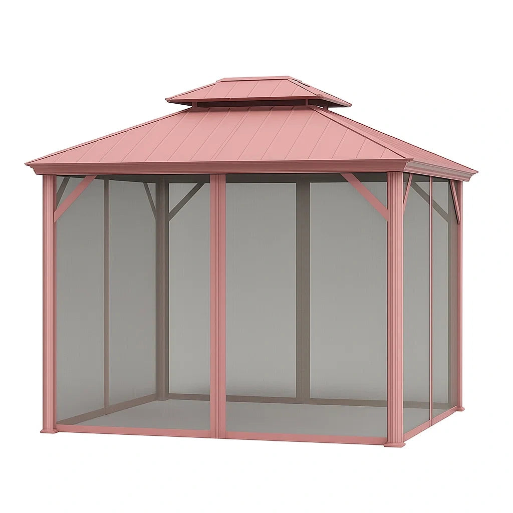 Aluminium Pavillon mit Moskitonetz Rosa