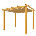 Holz Pergola mit beigem Sonnendach 300x300x230 cm