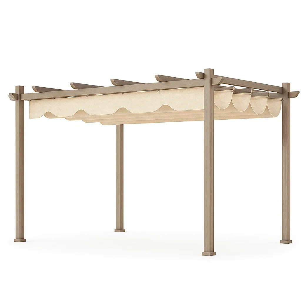 Pergola aus Aluminium mit Polyesterdach Beige 300x250 cm