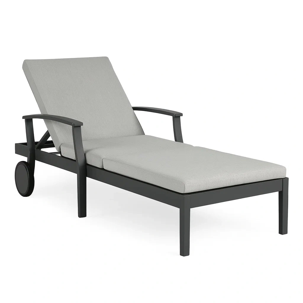 Aluminium Gartenliege Grau Verstellbar mit Rollen