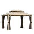 Aluminium Pavillon mit Stahl Dach und Moskitonetz Beige/Schwarz
