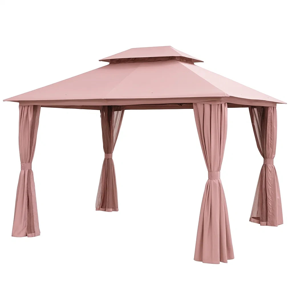 Pavillon mit Stahlrahmen und Polyestergewebe 3x3m Rosa
