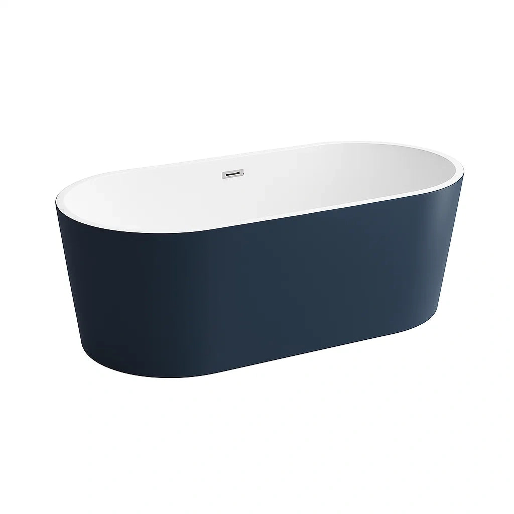 Freistehende Badewanne Acryl Blau/Weiß Oval 180x80x58 cm