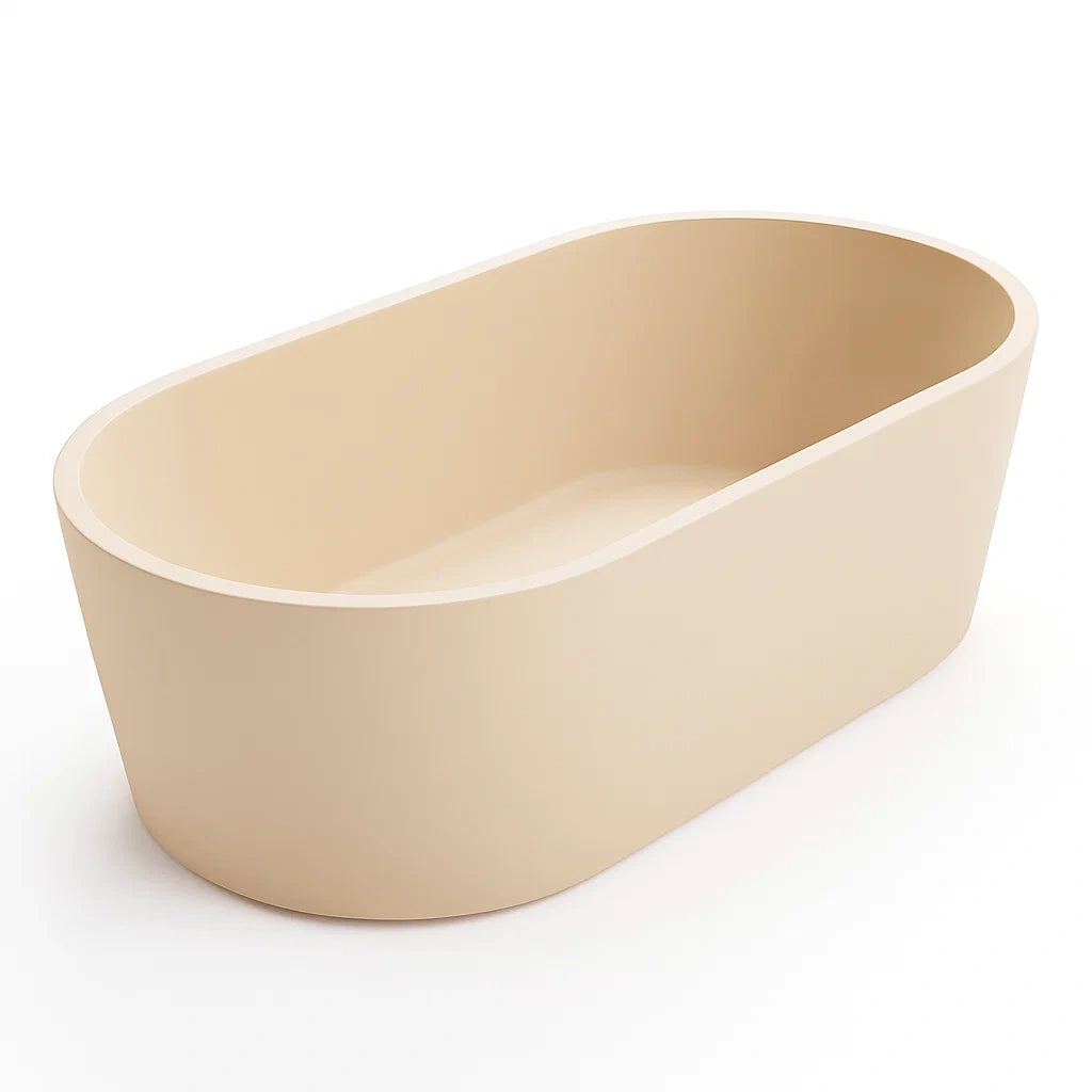 Freistehende ovale Badewanne aus Acryl Beige 170x80x60 cm