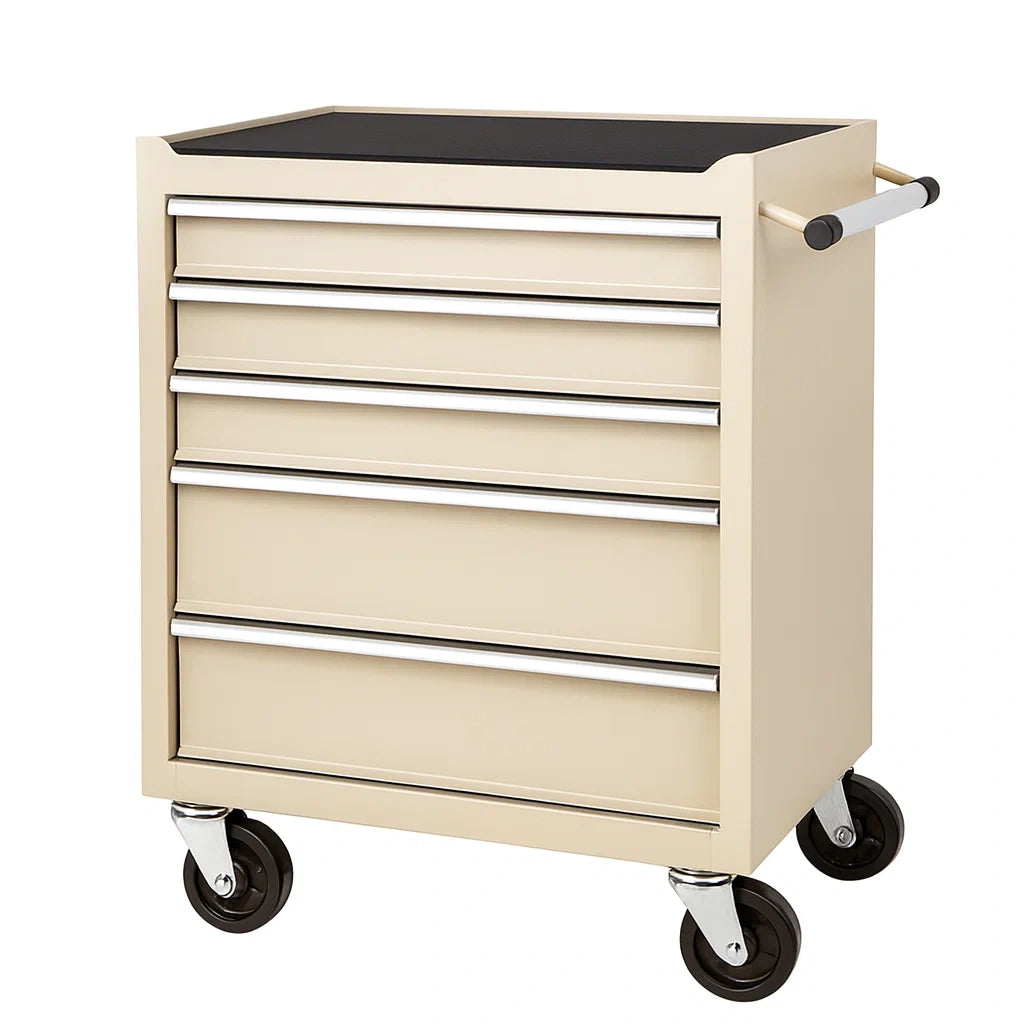 Metall Werkzeugwagen mit 5 Schubladen Beige 70x33x80 cm